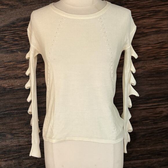 Aqua Brand Ivory Sweater Size XSmall 37" Bust Womens Cut Out Sleeve Wool Blend - Picture 1 of 6